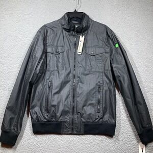 i Jeans by Buffalo Bomber Jacket Mens Medium Black NEW Full Zip Casual Outerwear